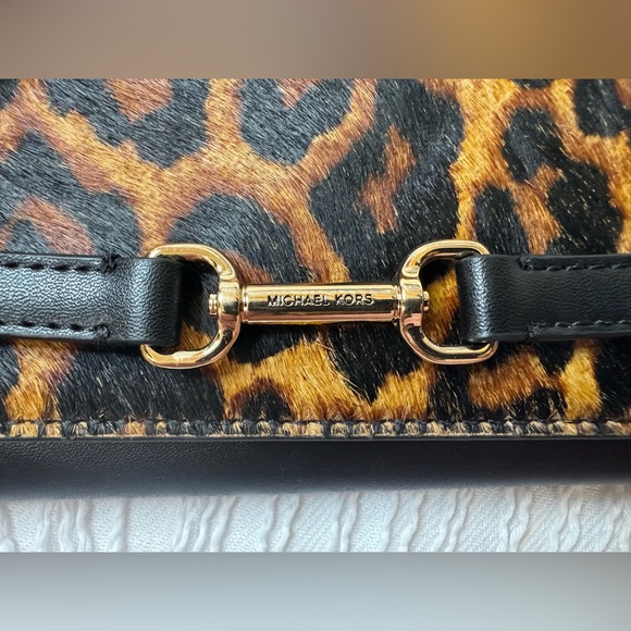 NWT Michael Kors Leopard Print Calf Hair Crossbody Bag - Picture 5 of 12